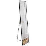 Americanflat 35,6 x 149,9 cm Ganzkörperspiegel Schwarz mit Ständer - Hoher Spiegel Groß - Standspiegel Ganzkörperspiegel 1,5 Meter für das Schlafzimmer und Wohnzimmer