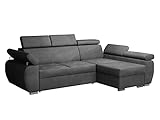 Ecksofa Boston Mini, Eckcouch mit Schlaffunktion und Bettkasten, Polsterecke mit Einstellbare Kopfstützen, L-Sofa, Polstersofa, Polstergarnitur, Couch, Wohnlandschaft (Kronos 22, Seite: Rechts, 2r+LC)