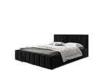 mb-moebel Polsterbett mit Bettkasten BOXSPRING Bett 01 (Schwarz, 140 x 200 cm)