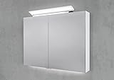 Intarbad ~ Spiegelschrank 90 cm LED Acryl Aufsatzleuchte mit Unterbauleuchte doppelseitig verspiegelt Shorewood IB1936