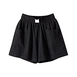 PTLLEND Hosen Damen 46 Damen Frühling Sommer Feste Baumwolle Li NEN Shorts mit Freizeithose mit geteilter Tasche Nachthemd Damen 56