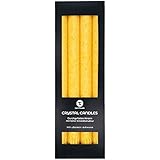 Stearin Stabkerzen, Gelb, durchgefärbt, Bio - Kerzen, 4er Set, L 24 cm x 2,1 cm