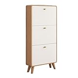 Schuhschrank Schmal, Schuhschränke Schuhregal Weiß, Schuhkipper Schuhaufbewahrung Mit 3 Klappen, Schuhorganizer Platzsparend Schuhkommode Verstellbar Für Flur Diele, Schrank Schuh Organizer ( Color :