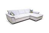 Kabs® Ecksofa Drenchia - gemütliches hellblaues Sofa in L Form mit Kopfteilverstellung, Ottomane rechts, Schlichte Couch mit Bezug aus Mikrofaser & Rücken echt, Eckcouch, Maße: 279 x 81 x 162 cm