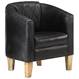 vidaXL Sessel Loungesessel Clubsessel Cocktailsessel Sofa Relaxsessel Polstersessel Ledersessel Lounge Armsessel Einzelsofa Schwarz Echtleder