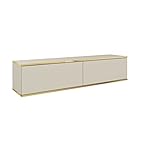 3E 3xE living.com Hängendes TV Schrank - Modernes Design mit Push-to-Open-Funktion. Farbe: BEIGE, D: L: 135 cm, H: 30 cm, T: 32 cm. TV Lowboard, TV Board, TV Sideboard Hängend, Wandschrank hängend