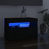 TOYOCC Entertainment Centres & TV-Ständer, TV-Schrank mit LED-Lichtern, Schwarz, 60 x 35 x 40 cm