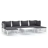 Festnight gartenlounge Metall gartensofa Metall Balkon Lounge Metall Lounge gartenmöbel Set Metall ecklounge Outdoor Metall Outdoor Sitzbank Garten -7-tlg-2-Weiß