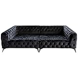 KAWOLA Big Sofa XXL Chesterfield Sofas Chesterfield Sofa Samt Model NARLA I Chesterfield Couch I Federkern Couch Big Sofa Samt I Federkern Sofa Chesterfield Look (BxHxT) 280x70x140 (Schwarz)