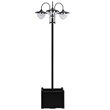 Outsunny Solarleuchte Gartenlicht 3-köpfige Lampe mit Blumentopf-Basis Wasserdicht Edelstahl 60 x 55 x 189 cm