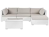 Exklusives Gartenmöbel Set aus Rattan weiß/beige Sano II