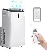 Mobiles Klimagerät 12000BTU für 100m³ mit Fernbedienung, APP-Steuerung (WiFi), 4-in-1 Mobiles Klimagerät, Luftentfeuchter, Lüftungsfunktion, Kühlen, 24-Stunden-Timer, Energieeffizienzklasse A