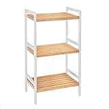 SONGMICS Bambusregal, Küchenregal, Badregal, Bücherregal, Standregal mit 3 Ablagen, 45 x 31,5 x 80 cm, für Bad, Küche, Wohnzimmer, Schlafzimmer, Balkon, naturfarben-weiß BCB73Y, 45 x 31.5 x 80 cm