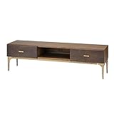 TV-Schrankständer Retro-TV-Ständer, moderner, minimalistischer Wohnzimmer-Entertainment-Center-Aufbewahrungsschrank mit 2 Schubladen und offenen Regalen Fernsehschrank Bauernhaus-Fernsehschrank ( Colo
