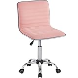 Yaheetech Bürostuhl Schreibtischstuhl Ergonomisch, Drehstuhl ohne Armlehne, Chefsessel mit Laufrollen, aus Samtstoff, höhenverstellbarer, 360° frei Drehbar Rosa