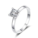 Engagement Ring Square, Schmuck Ringe Damen Sterling Silber 925 Prinzessin Zirconia Verlobungsring Gr 52 (16.6) Schmuck
