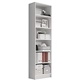 LILLY Regal Weiß - Modernes Bücherregal mit 6 offenen Fächern - Vielseitiges Büro Aktenregal Standregal mit viel Stauraum - 60 x 202 x 28 cm (B/H/T)