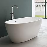 Mai & Mai® Freistehende Badewanne Weiß 150x79x56 cm Oval Acryl-Standbadewanne inkl. Pop Up Ablaufgarnitur Vicenza599