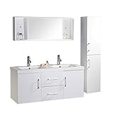 Badmöbel Badezimmermöbel Modell White Malibu 120 cm Badezimmer Waschbecken Waschtisch Schrank Spiegel