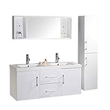 Badmöbel Badezimmermöbel Modell White Malibu 120 cm Badezimmer Waschbecken Waschtisch Schrank Spiegel