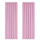Amazon Brand - Umi 2 Stück Gardinen Blickdicht Vorhang Kräuselband Vorhänge Verdunkelung Schlafzimmer 138x168 cm (LxB) Rosa