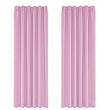 Amazon Brand - Umi 2 Stück Gardinen Blickdicht Vorhang Kräuselband Vorhänge Verdunkelung Schlafzimmer 138x168 cm (LxB) Rosa