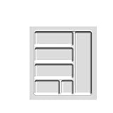kuechenmontage Besteckeinsatz 50er | Kunststoff weiß | 6 Fächer | 440 x 480 mm | passend für 50 cm Schubkasten | zuschneidbar