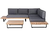 Lounge Set 5-Sitzer FSC Akazienholz Hellbraun mit Auflagen grau Modern Mykonos