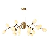 GLHalfM Gold Modern Sputnik Kronleuchter Moderne Deckenleuchte 12 Glaskugelleuchten Mid Century Modern Kronleuchter Für Esszimmer Küche Schlafzimmer Foyer Leuchte-Gold 18t