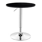 WOLTU Bartisch Stehtisch, höhenverstellbarer Tisch 68-88 cm, multifunktionaler Partytisch in Wohnzimmer Küche Balkon, Bistrotisch aus MDF Metall, Schwarz, BT02sz