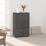 ZEYUAN Highboard, Kommode, Sideboard, Schuhkommode, Komodenschrank, Kleiderkommode, Küchenanrichte, Flurkommode, Esszimmerschrank, Grau 67x40x108,5 cm Massivholz Kiefer