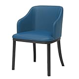 Moderne Küche Esszimmerstühle Wohnzimmersessel Modernes Leder Hohe Rückenlehne Gepolsterter Weicher Sitz Esszimmerstühle Schwarze Metallbeine Lounge Beistellstuhl (Color : Blue)