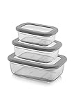 Viwares Meal Prep Boxen - Frischhaltedosen mit Deckel – 3er Aufschnittboxen Set zur Aufbewahrung – Luftdichte Aufschnittboxen für Kühlschrank - Vorratsdosen mit Deckel Luftdicht