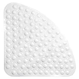 Antirutschmatte mit Saugnapf Viertelkreis Anti Rutsch Matte Badewannenmatten Badematte Eckduschmatte Fächerförmig Duschmatte Badewannenmatte mit Ablaufloch für Badewanne Eck PVC-Duschmatte Weiß