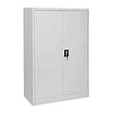 Mendler Aktenschrank HWC-H17, Stahlschrank Büroschrank, 2 Türen - 140x90cm grau