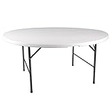 Nexos Klapptisch rund 160 cm x 75 cm klappbar weiß Gartentisch Partytisch bis 8 Personen 20 kg pflegeleicht robust