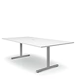 Weber Büro Easy Konferenztisch 240x120 cm Weiß mit ELEKTRIFIZIERUNG Besprechungstisch Tisch, Gestellfarbe:Silber