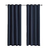 Tenger Home Gardinenschals Verdunkelungsvorhang Gardinen Blickdicht Vorhang Schlafzimmer mit Ösen, 1 Stück (Navy blau, 150 x 150 cm)