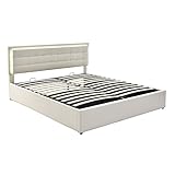 ZOFTIG Gepolsterter Plattformbettrahmen | Doppelbett Inkl. Led-lichtleiste | Stauraum Bett | Einfache Montage | Doppelbett |140x200 cm (ohne Matratze)(Size:140x200cm)