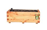 HOQ Pflanzkasten aus Lärche - mit Vlies und Griffen - Premium Pflanzkübel - Holz Blumentopf - Hochbeet aus Holz - Blumenkasten 120 x 40 x 31 cm