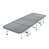 Campingbett Kostenloser Betten mit Matratze zum Klappbett Tragbare Faltbare Gästebetten Twin, 5 Minuten zum Montieren, 2-Zoll-Memory-Foam-Matratze Feldbett für Camping Reisen, (Color : Natural)