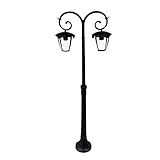 etc-shop Gartenlaterne Außen Standlaterne für draußen groß Retro Kandelaber Außenleuchte schwarz, 2-flammig, Aluminium Glas, 2x E27, BxH 48 x 141 cm