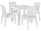 Beliani Gartenmöbel Set aus Kunststoff in Rattanoptik weiß 4-Sitzer Fossano