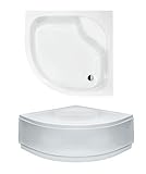 VBChome Acryl-Duschwanne Duschtasse 80 x 80 cm Sitz Viertelkreis DIPER I mit Schürze tief R55 + Ablaufgarnitur Viega 50 Eckduschwanne