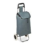 Relaxdays Einkaufstrolley klappbar, Abnehmbare Tasche 28 L, Einkaufswagen mit Rollen HxBxT: 92,5 x 42 x 28 cm, grau