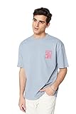 TRENDYOL Herren lockerer Passform, Rundhalsausschnitt, Strick-T-Shirt, grau, XS