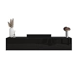 Planetmöbel TV Board 160 cm Schwarz, TV Schrank mit 2 Klappen als Stauraum, Lowboard hängend oder stehend, Sideboard Wohnzimmer