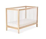 Ehrenkind® Babybett PUR 140x70 aus Natur Buchenholz | Kinderbett 9-Fach höhenverstellbar mit entnehmbaren Stangen | Baby Bett