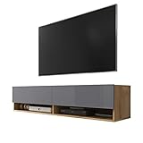 Selsey 5.90303E+12 TV-Lowboard, Eiche Wotan/Grau glänzend, sans LED