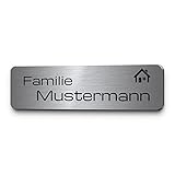 Edelstahl Briefkasten Schild | Namensschild Haustür - personalisiert mit Gravur - versch. Größen & Motive - Türschild Briefkastenschild selbstklebend oder mit Bohrlöchern - Klingelschild mit Namen